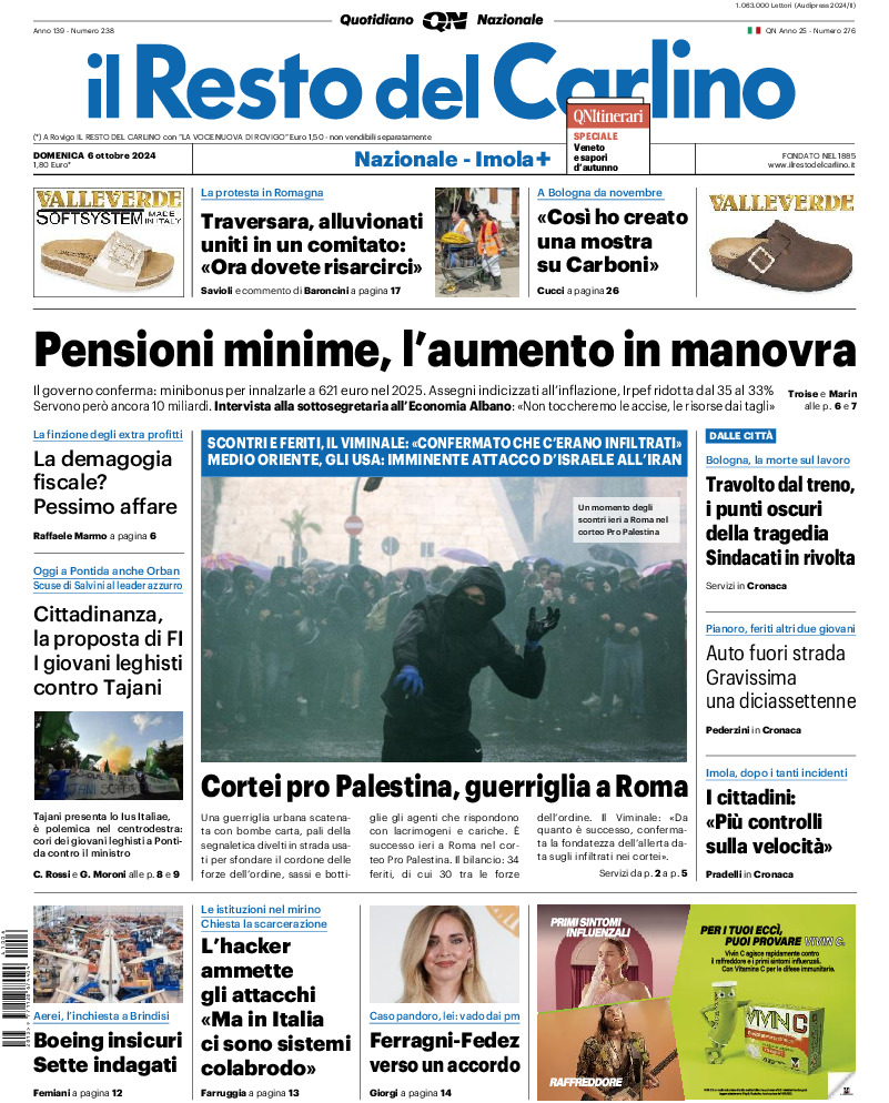 Prima-pagina-il resto del carlino-edizione-di-oggi-20241006